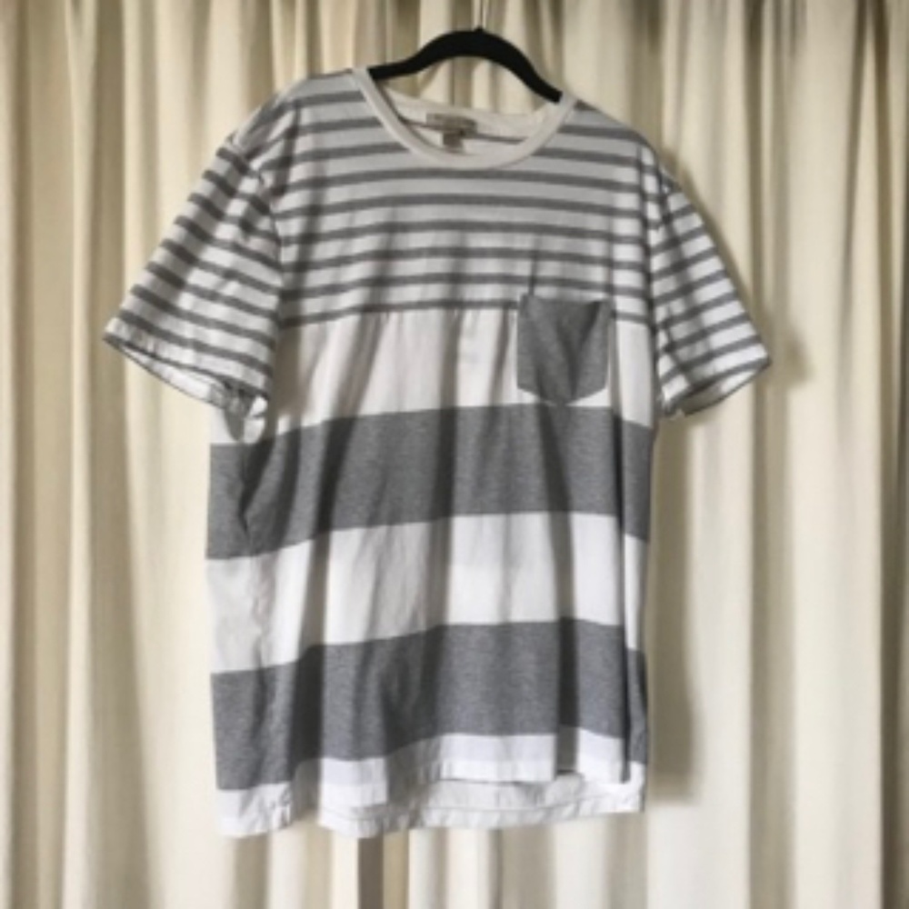 Burberry Brit Grey & White Stripe Pocket Tee